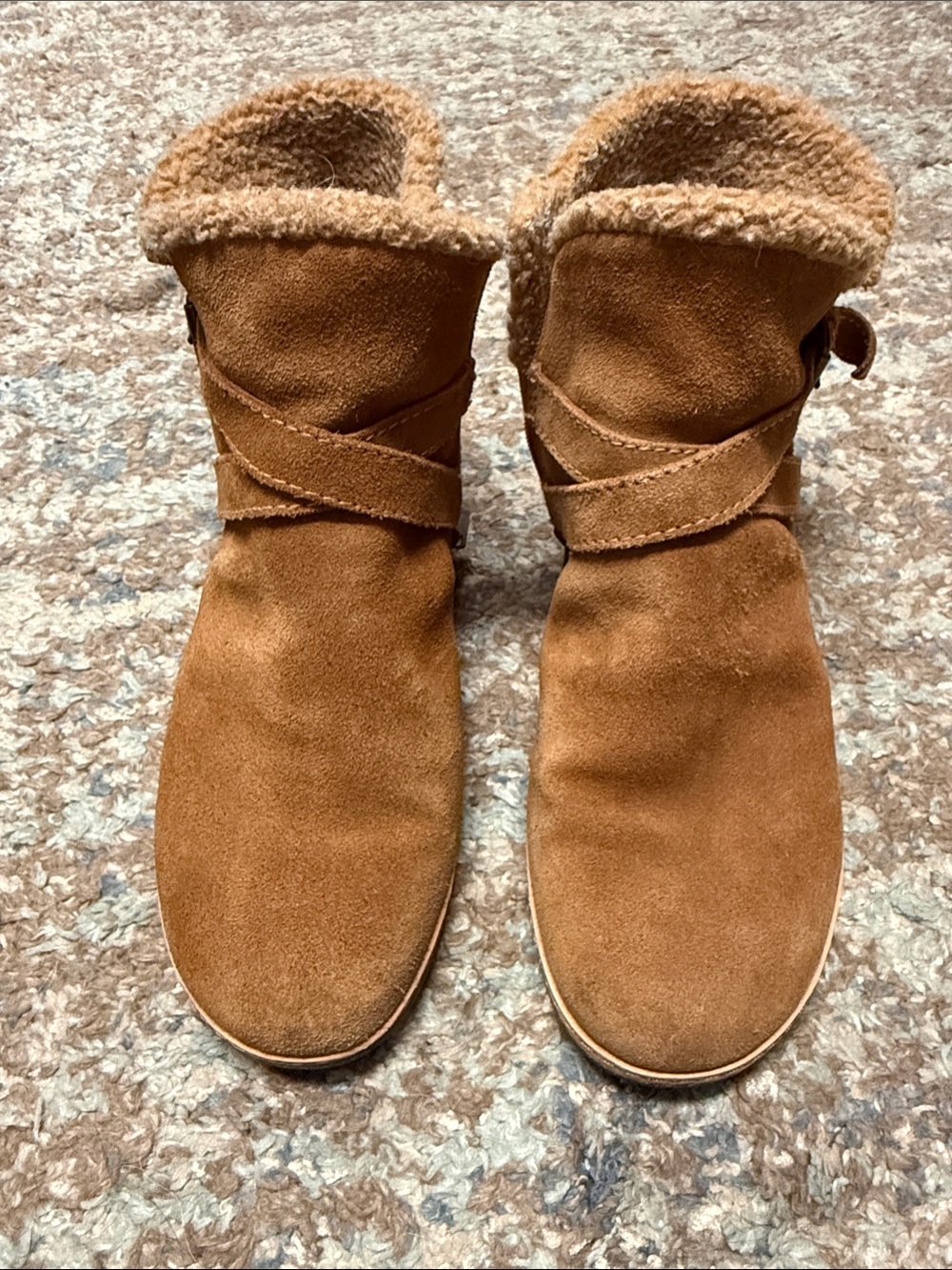 Women’s Earth Brand Cozy Suede Fold-Over Ankle Boots in Brown 9M